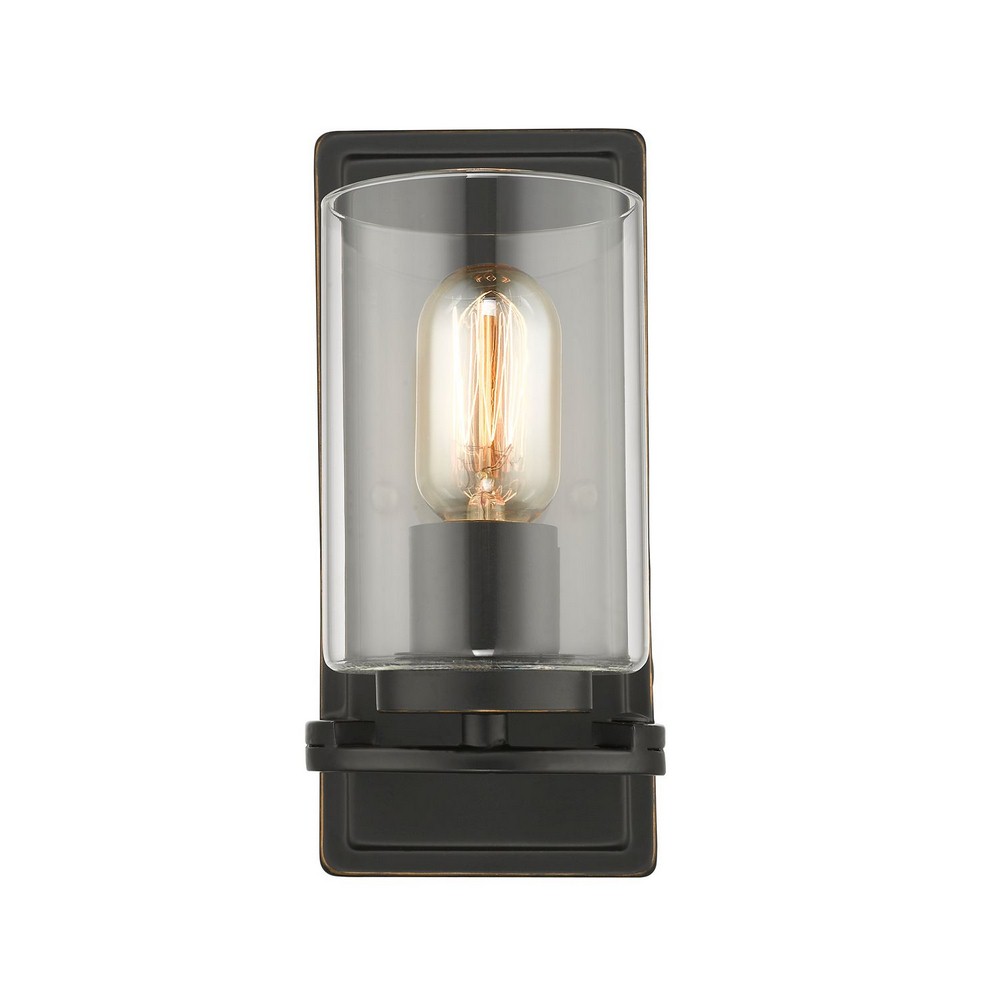Golden Lighting-7041-1W BLK-CLR-Monroe - 1 Light Wall Sconce   Black Finish with Clear Glass